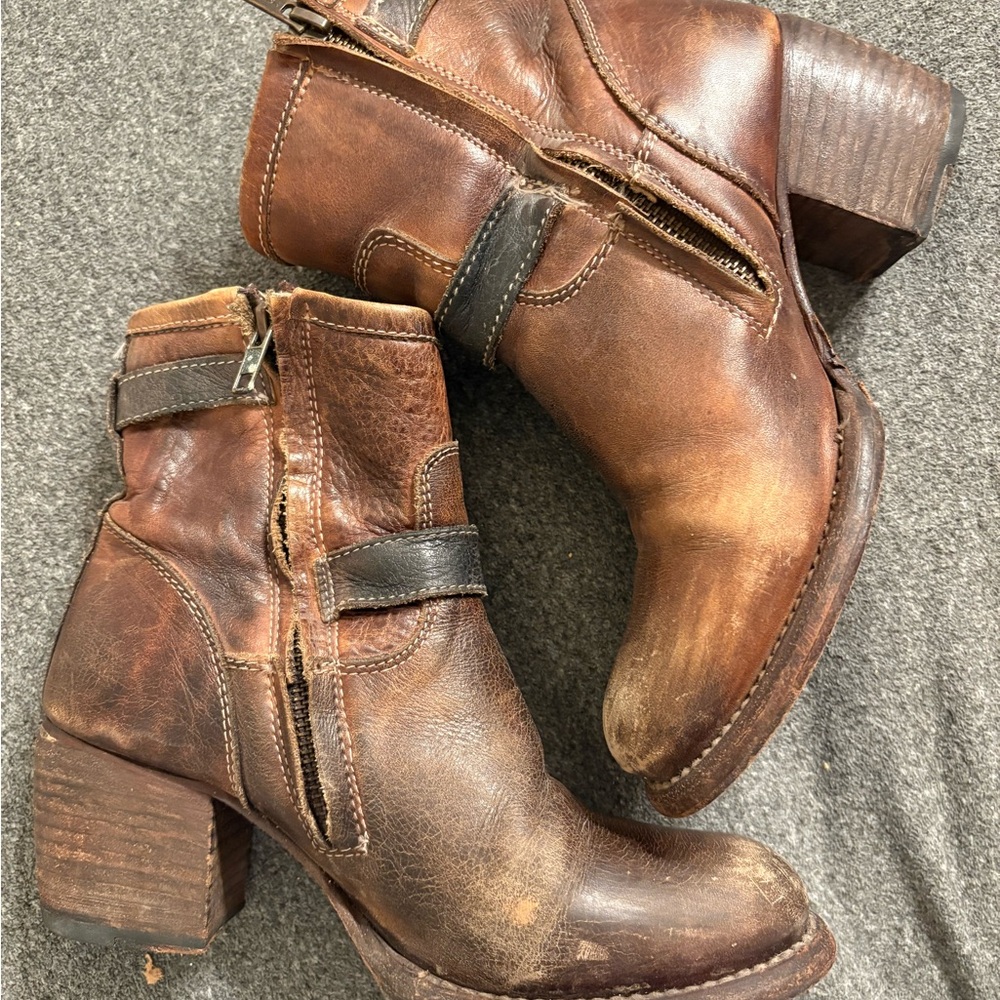 Bed Stu Brown Heeled Boots with Buckle Detail - Picture 8 of 8